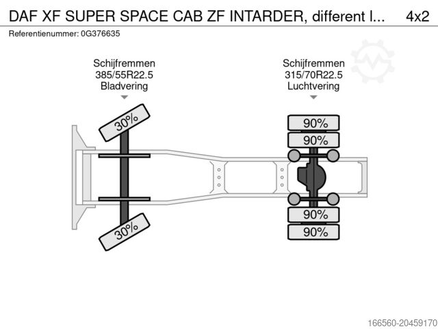 Standard-Traktor DAF XF SUPER SPACE CAB ZF INTARDER, different locat...