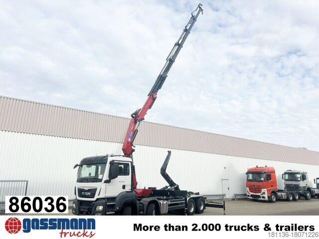Abrollkipper MAN TGS 35.480 8X4 BL, Intarder, Kran HMF 3220-K6,