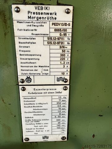 Eccentric press WMW PEDV10/II-S