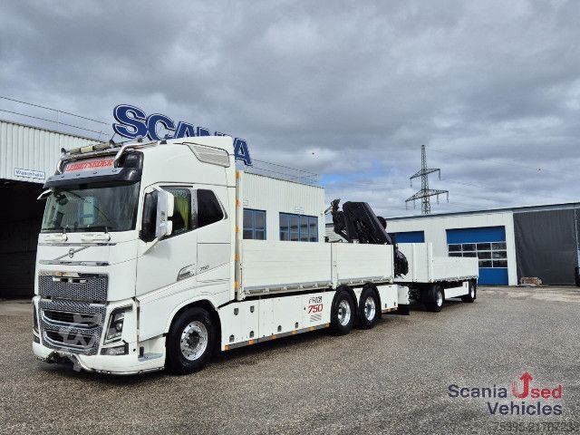 Flatbed truck Volvo FH 750 6X4 Hiab 232ES5 KOMPLETTZUG !!