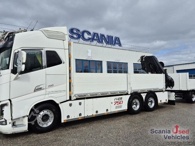 Flatbed truck Volvo FH 750 6X4 Hiab 232ES5 KOMPLETTZUG !!