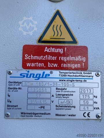 Universal water temperature control unit with electric heating and connections for external cooling, SINGLE STW 180/1-36-100-S