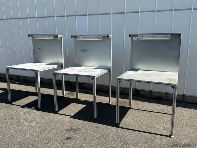 Work table aluminium frame, with a galvanised worktop 100 x 95 cm  