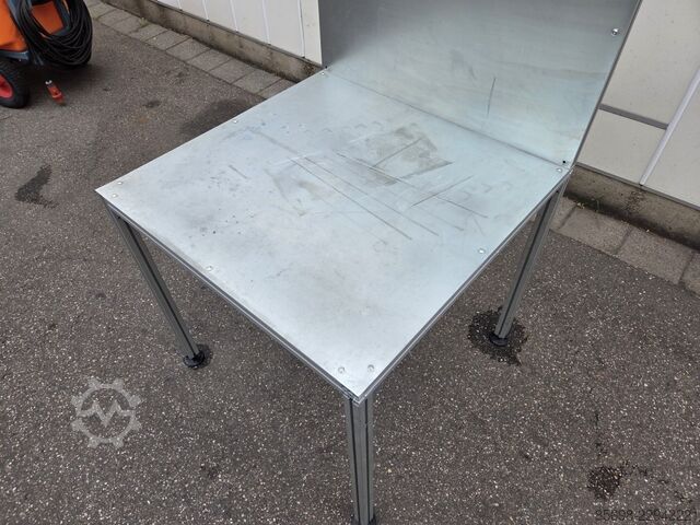 Work table aluminium frame, with a galvanised worktop 100 x 95 cm  