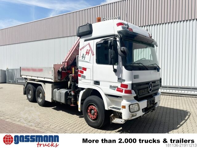 Flatbed truck Mercedes-Benz Actros 2646 LK 6x4, WSK, Kran Fassi F360BXP.24,