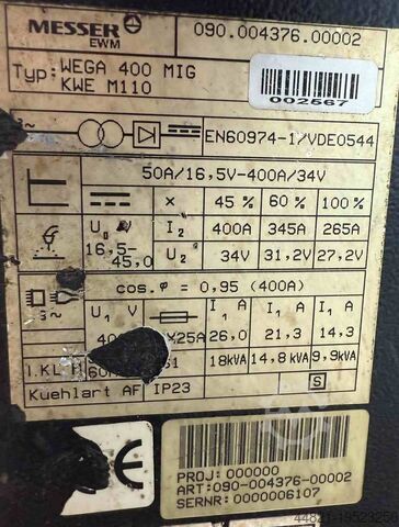 Schweißgerät EWM-MESSER WEGA 400 MIG