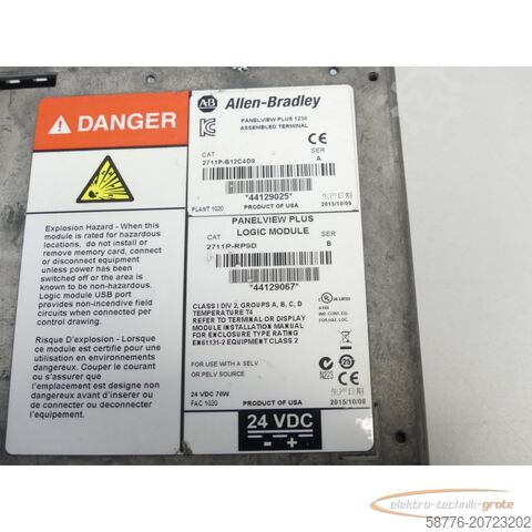 Component Allen-Bradley 2711P-RP9D Panelview Plus Logic / 2711P-B12C4D9 SN: 44129067