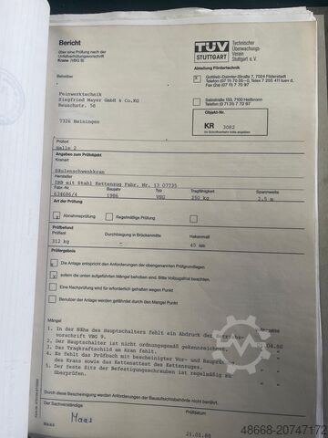 Säulenschwenkkran Knickarm Kettenzug IBB Stahl 250 Kg