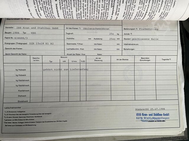 Säulenschwenkkran Knickarm Kran IBB Stahl 250 Kg