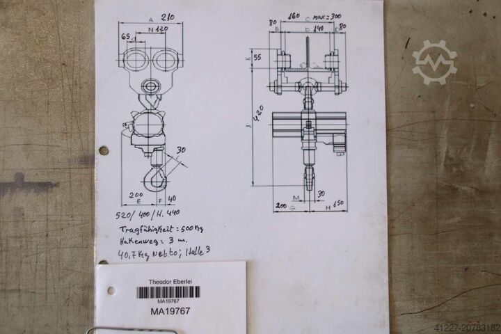 Kettenzug mit Fahrwerk 500 kg Abus GM3