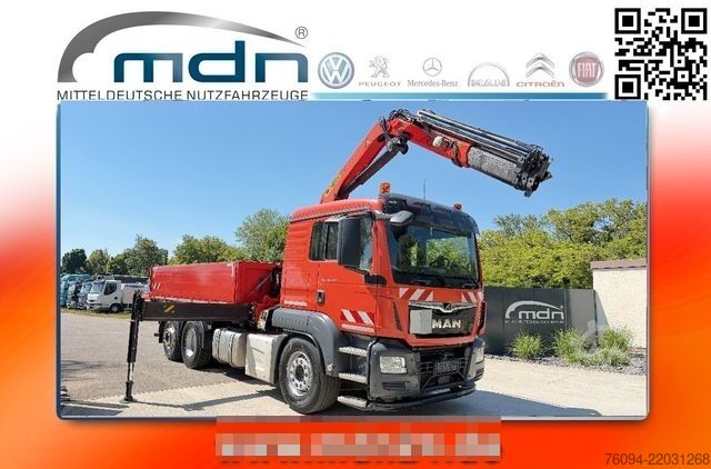 Three-sided tipper truck MAN TGS 26.420 6x2 Kipper KRAN Greifer lift/lenk AHK