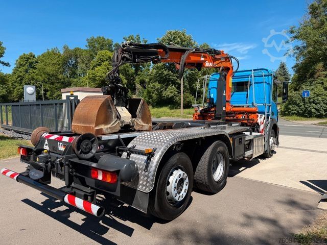 Roll-off tipper truck MERCEDES-BENZ Antos 2533 Abrollkipper KRAN FUNK lift/lenk