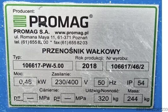 Roller conveyor, feeder, transporter PROMAG 106617-PW-5.00