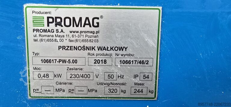 Roller conveyor, feeder, transporter PROMAG 106617-PW-5.00