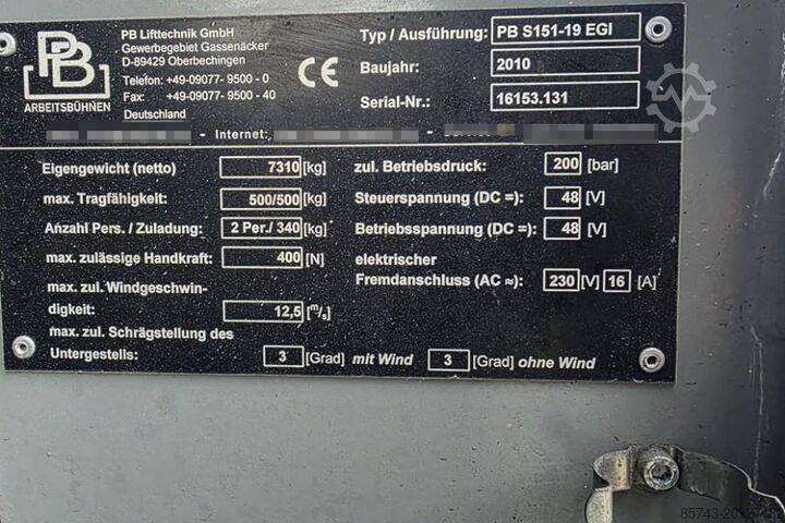 Scissor lift PB LIFT S151-19EGI Electric, 4x4 Drive, 15m Working H