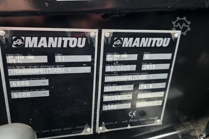 Telehandler Manitou MT1840 100D ST5 S1 Valid inspection, *Guarantee! D