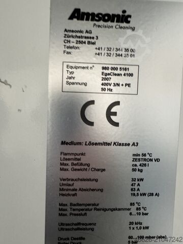 Lösemittel-Teilereinigungsanlage Amsonic AG EGAclean 4100