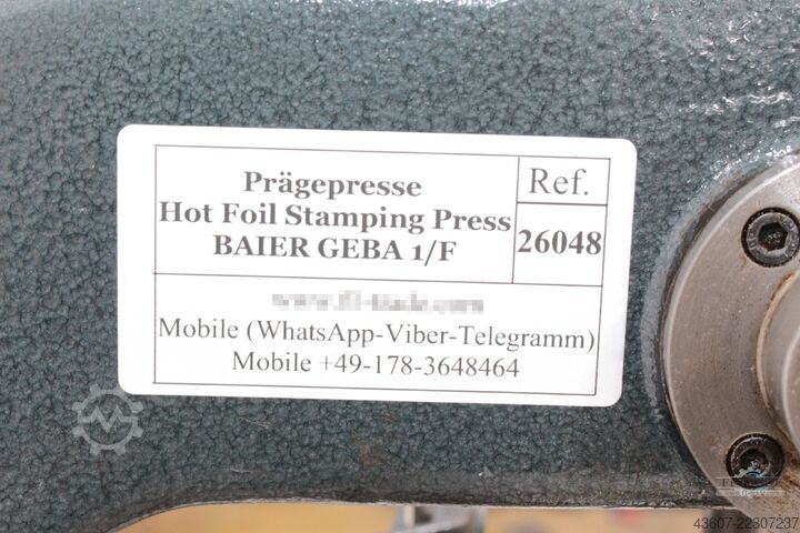 Heißfolienprägemaschine / Hot Foil Stamping Baier GEBA 1/F