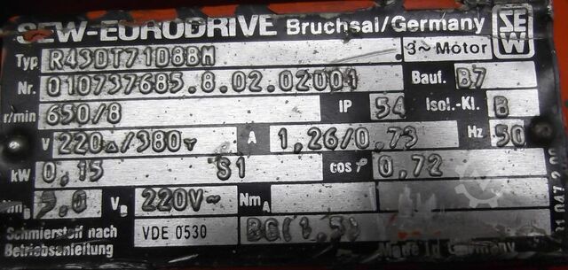 Getriebemotor 0,15 kW 8 U/min SEW-EURODRIVE R43DT71D8BM