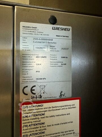 Double oven 10/5 places Wiesheu Euromat backoven Euromat 64 S