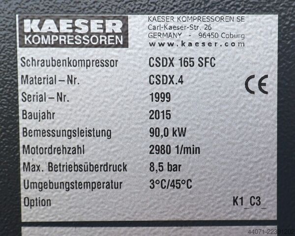 Screw compressor CSDX165SFC Kaeser CSDX165SFC