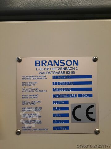 Heating element welding machine for plastic BRANSON Emerson HP60/40 Heizelementschweißen