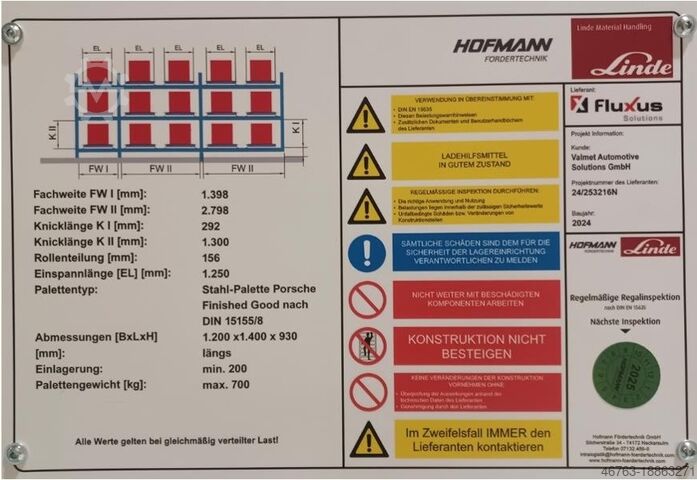 Durchlaufregal für Sonderladungsträger Hofmann Fördertechnik Palettendurchlaufregal