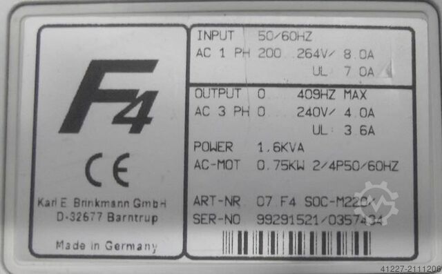 Frequenzumrichter 0,75 kW KEB 07.F4.S0C-M220/