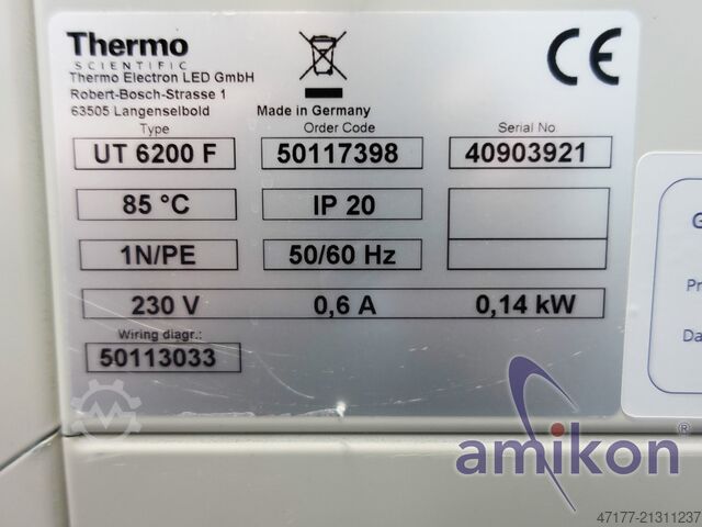 M. externer Temperiereinheit STW150 85°C Thermo Fisher Scientific UT 6200 F Umluft-Trockenschrank