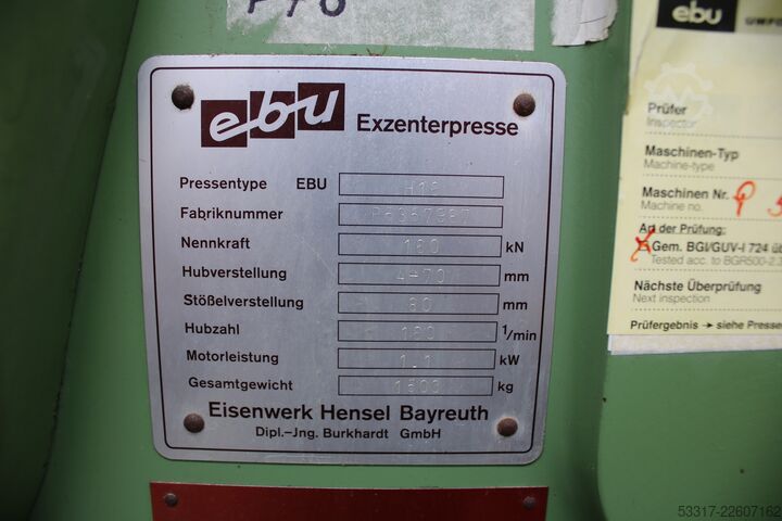 Eccentric press EBU Exzenterpresse H16