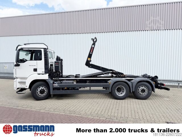 Roll-off tipper truck MAN TGS 26.430 6x4H-4 BL, HydroDrive, Lenk-/Liftachse,
