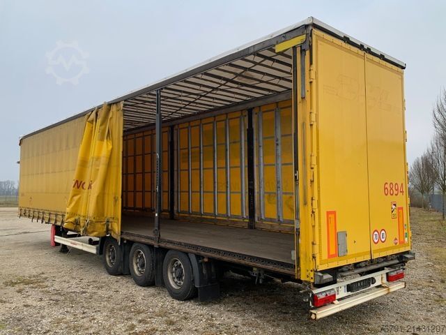 Open semitrailer with tarp KÄSSBOHRER Mega_ BPW_ Hubdach_ integrierte Alulatten_DHL