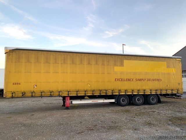 Open semitrailer with tarp KÄSSBOHRER Mega_ BPW_ Hubdach_ integrierte Alulatten_DHL