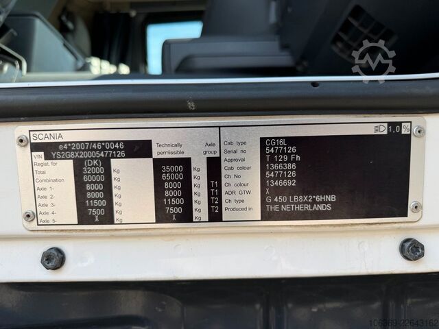 Truck mounted crane SCANIA G450 8x2*6 Euro 6 / Crane / Kran / HMF 2620 K5