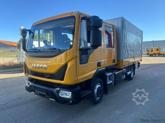Transporter mit Pritsche & Plane IVECO 80-21 Eurocargo Doka Pr.&Pl.6 Sitzer Euro6 Klima