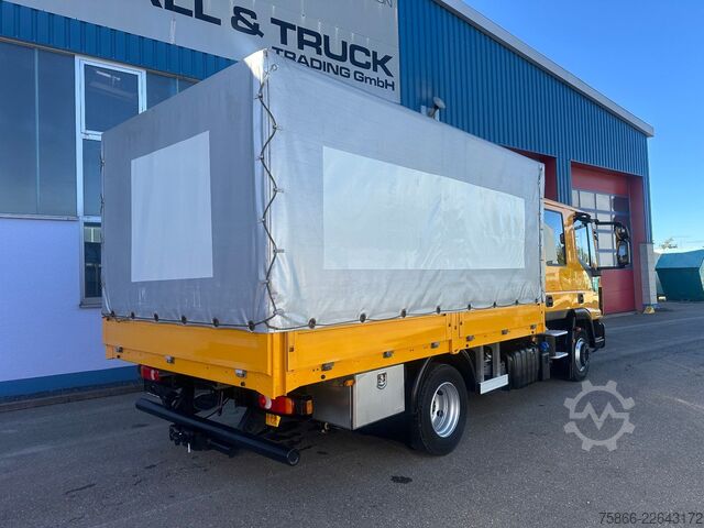 Transporter mit Pritsche & Plane IVECO 80-21 Eurocargo Doka Pr.&Pl.6 Sitzer Euro6 Klima