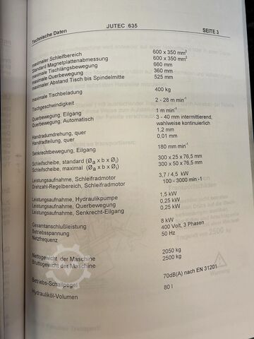 Flachschleifmaschine JUNG JUTEC 635