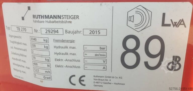 Lkw-Arbeitsbühne Ruthmann TB 270
