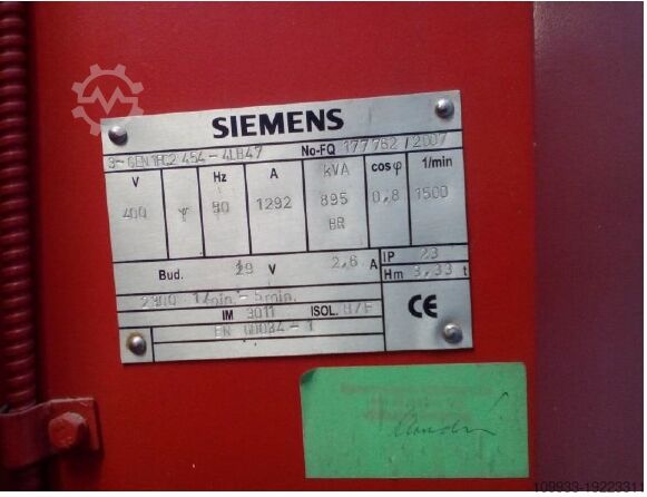 Stromerzeuger SIEMENS LV generator 895kW