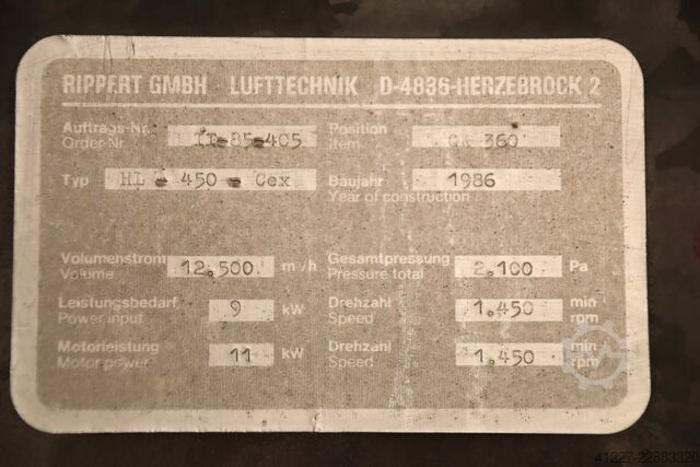 Staubabsauggebläse 11 kW Rippert HL-450- Cex