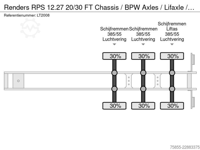 Container transport Renders RPS 12.27 20/30 FT Chassis / BPW Axles / Lifaxl...