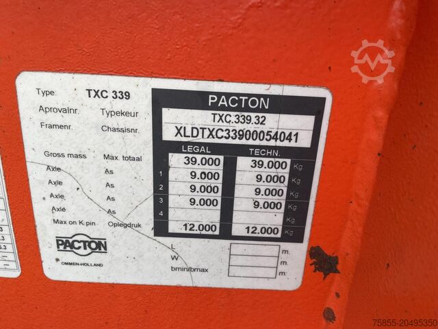 Container transport Pacton TXC 339 20/30 FT Chassis / Liftaxle / Drumbrake...