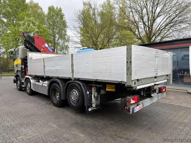 Flatbed truck Scania R410 8X2*6 Kran HMF 4020 bis 30 Meter