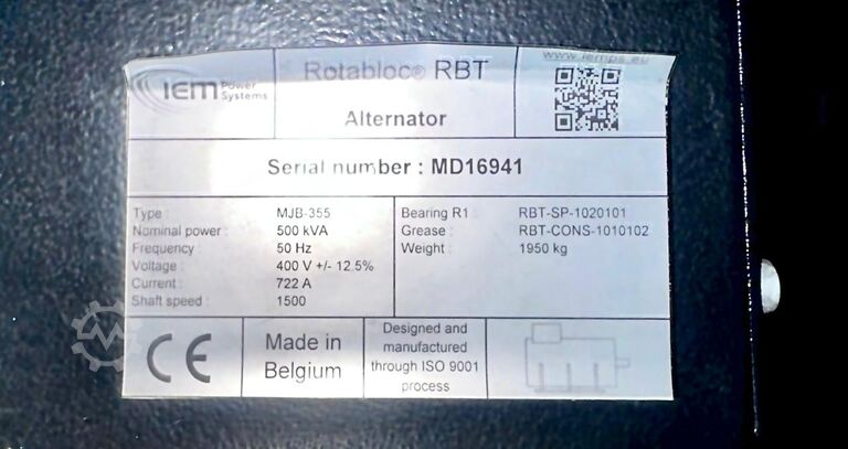 Generator Marelli Rotabloc RBT System with Marelli MJB 355