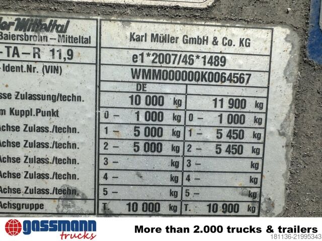 Low loader trailer Müller-Mitteltal ETUE-TA-R 11.9, Verzinkt, Top Zustand!
