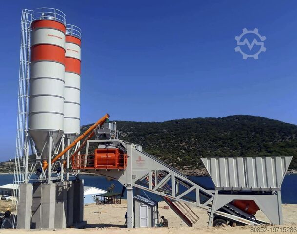 Concrete mixing plant Polygonmach PMC60 60m3 hour self erecting mobile batching p...