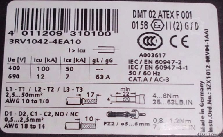 Circuit breaker Siemens 3RV1042-4EA10