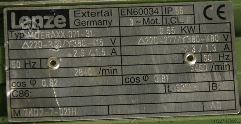 Geared motor 0.55 kW 189 rpm Lenze MDERAXX 071-31