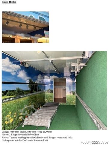 Box semitrailer  K.M.A HOLLAND KM02 KG, VERKAUFSKOFFER MIT KüCHE,  RECHTS TERRASSE AUSKLAPPBAR, SHOWTRAILER