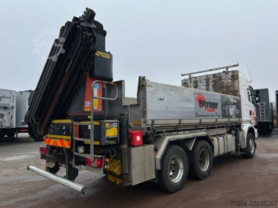 Tipper truck SCANIA R560CB 6X4 ZWEISEITENKIPPER MEILLER,  PALFINGER KRAN PK34002-SH, E5